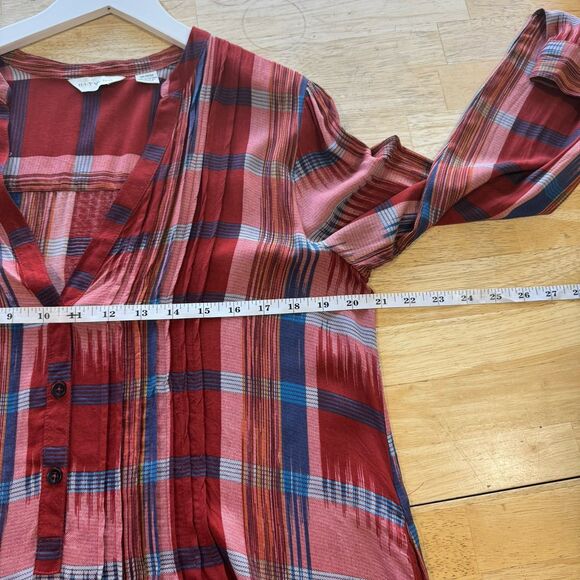 Anthropologie 11.1.Tylho Sao Paulo Plaid Pintuck Tunic Shirt Dress Medium FLAWED - Picture 9 of 12